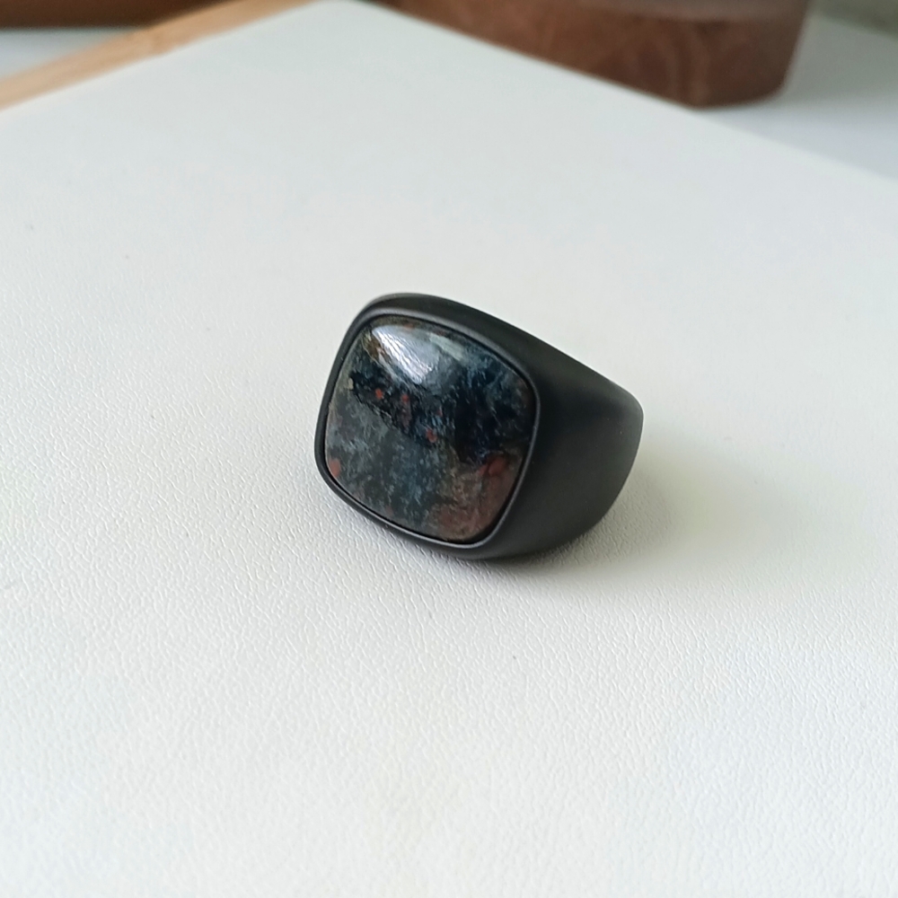 David Yurman Men's Titanium Pietersite Exotic Stone Ring Band Size 13.5US